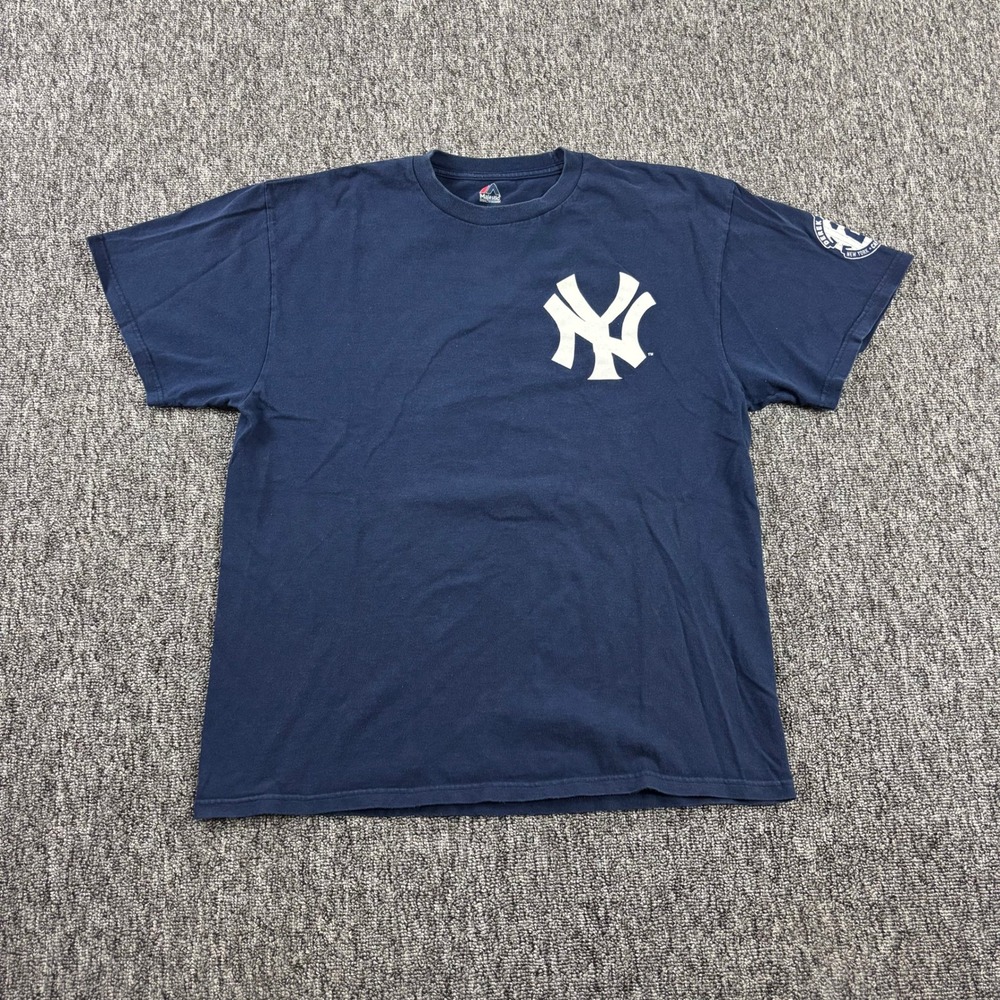 Majestic Derek Jeter New York Yankees MLB Player Tee Shirt Navy Blue Large